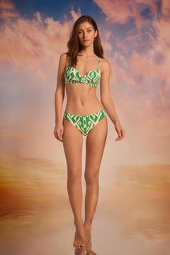 Cortefiel Top bikini escote drapeado Verde