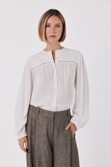 Cortefiel Blusa com bordado de contraste Ecru