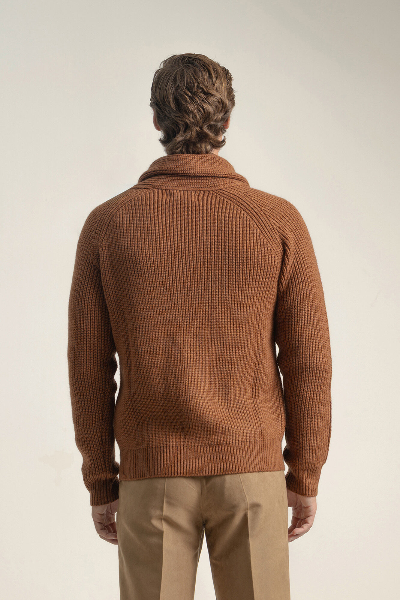 PuroEGO C&aacute;rdigan canelado gola xale Laranja