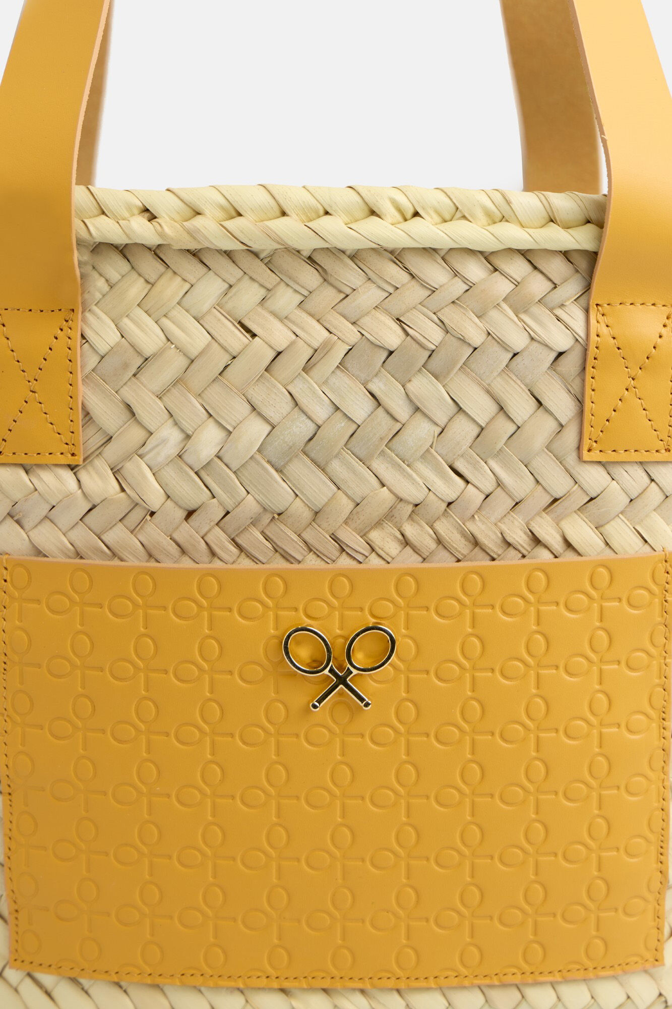 Silbon Capazo rafia bolsillo piel Arena