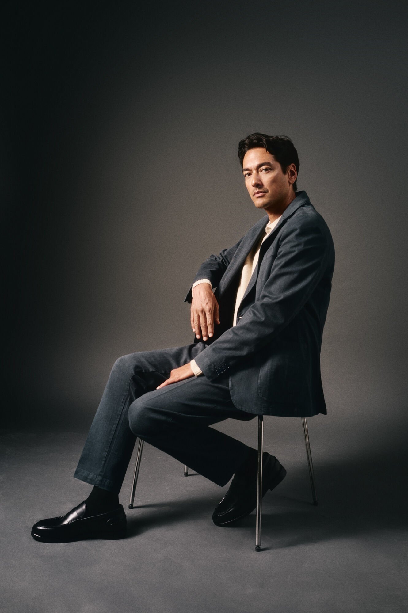 OOTO Americana traje algod&oacute;n coordinado Azul marino