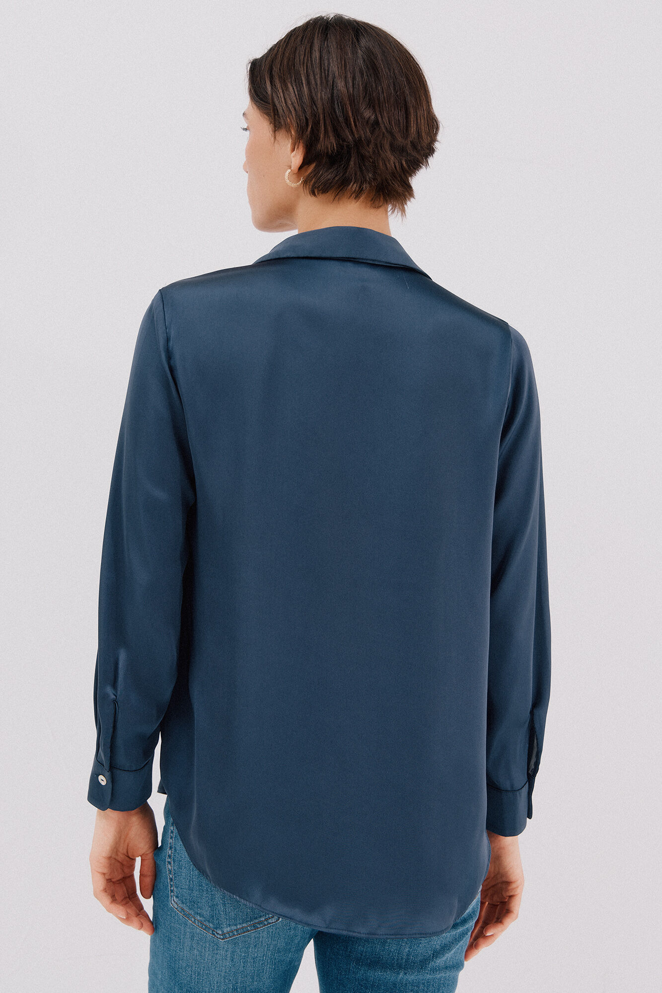 Cortefiel Camisa acetinada Azul