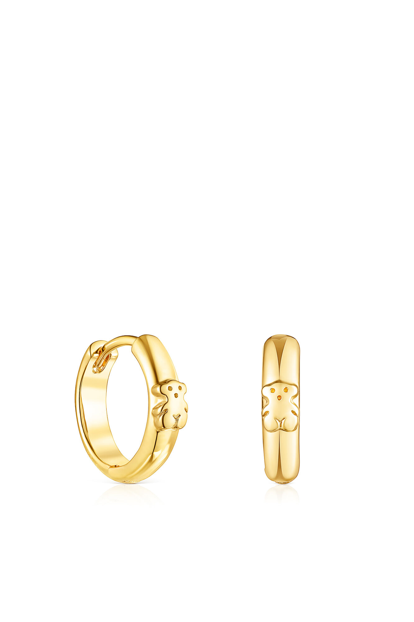 Tous TOUS Basics bear hoop earrings in siver plated with 18 kt gold Yellow