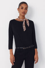 Cortefiel Essential boat neck t-shirt Black