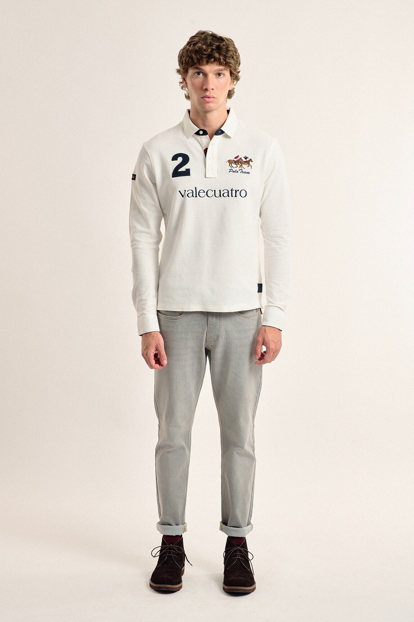 Valecuatro Polo Valecuatro de hombre blanco roto modelo caballos Blanco