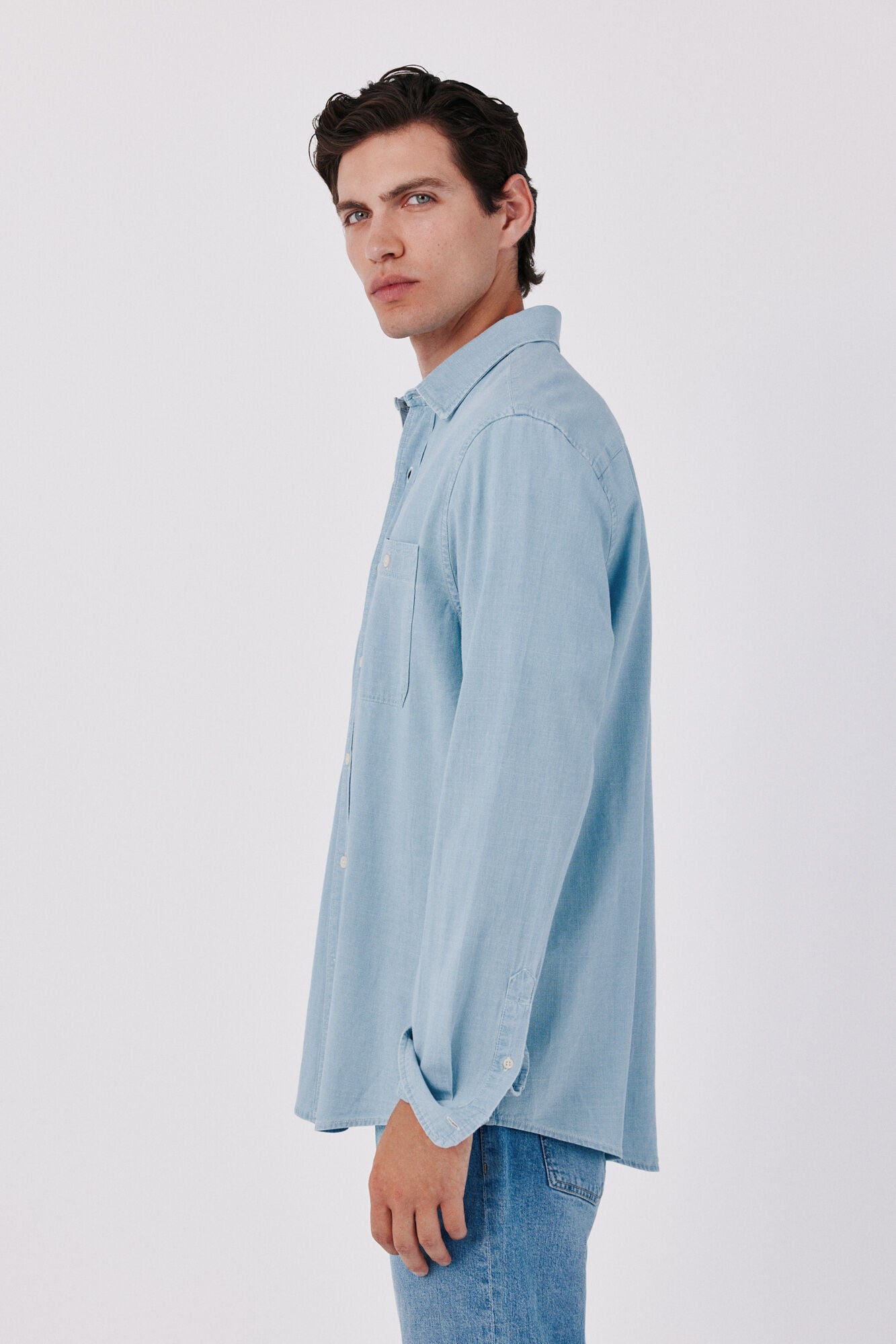 Cortefiel Camisa chambray utility Azul