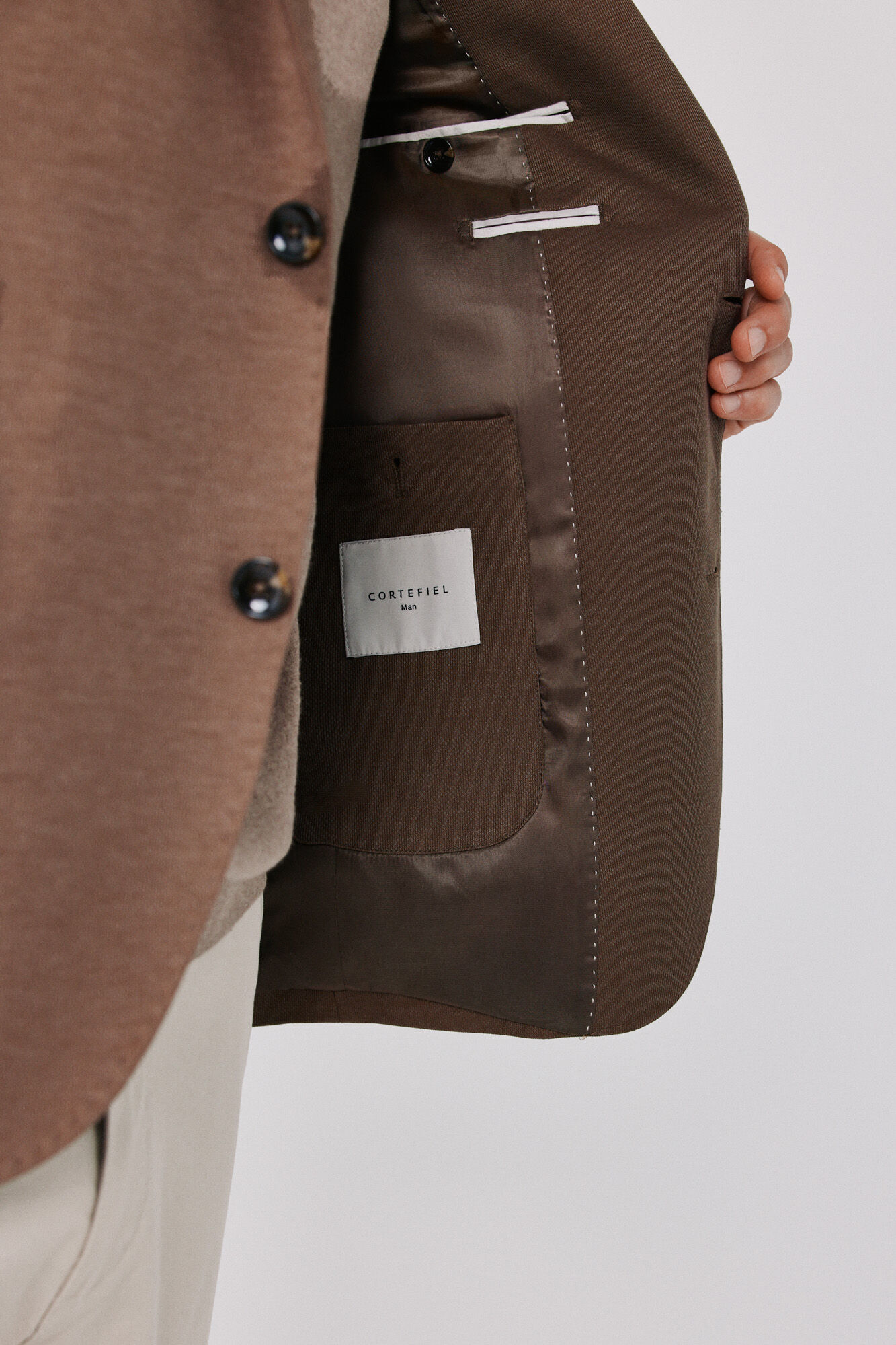 Cortefiel Basic knit blazer Dark brown