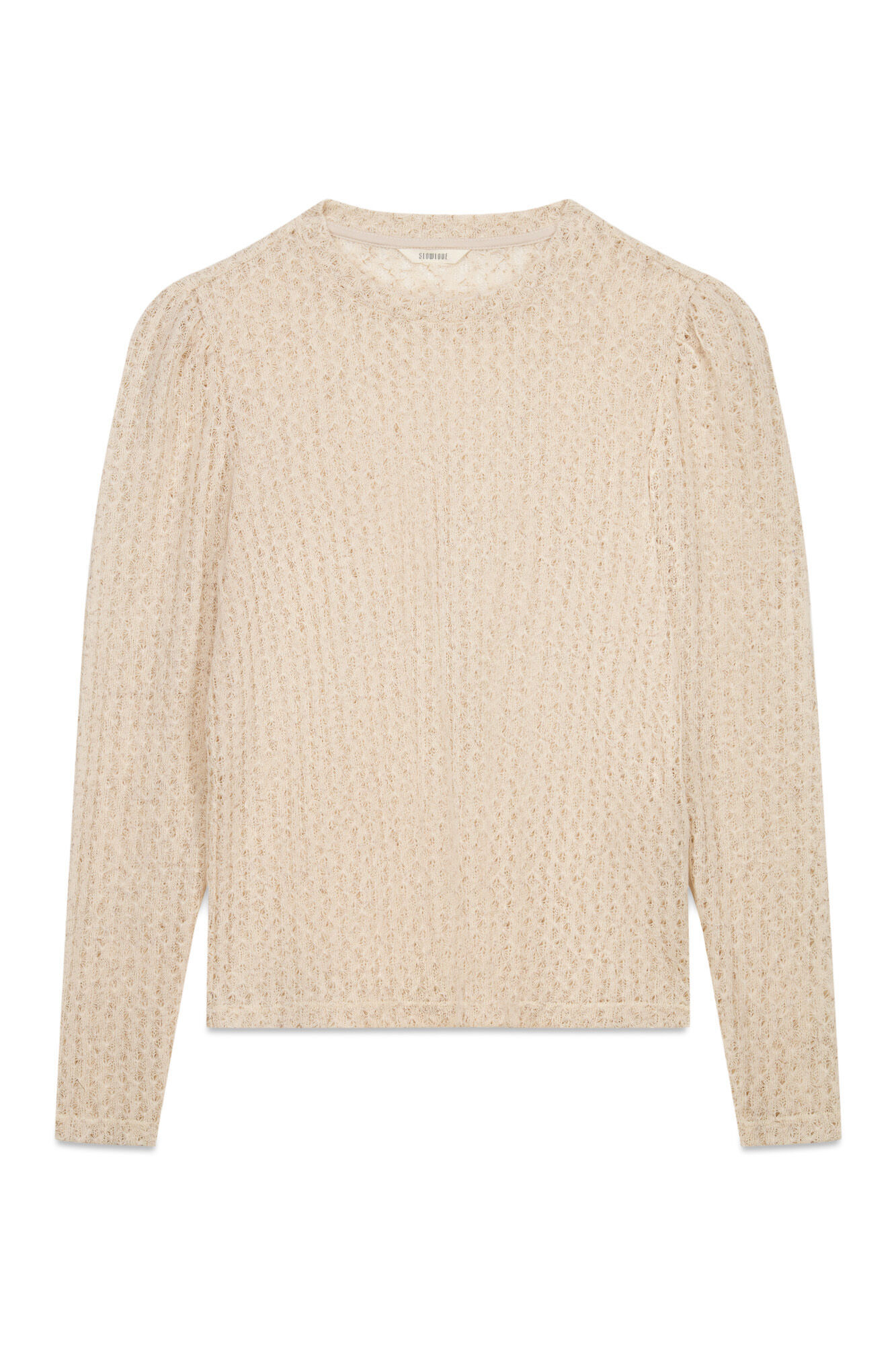 Slowlove Blusa estruturada r&uacute;stica de manga comprida Ecru