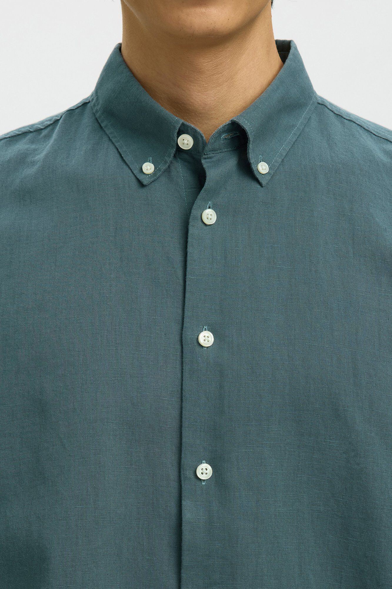 Selected Camisa de manga comprida em linho Verde