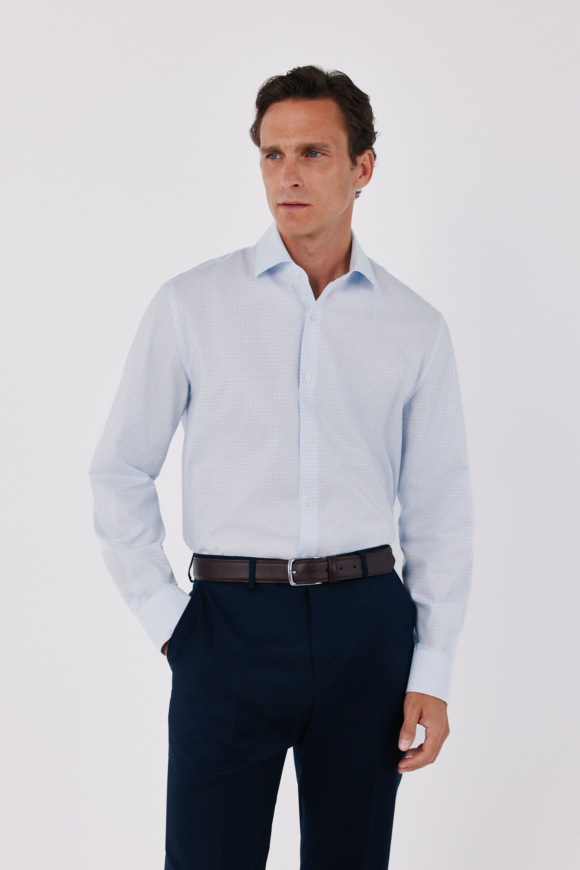 Cortefiel Easy-iron micro-check dress shirt