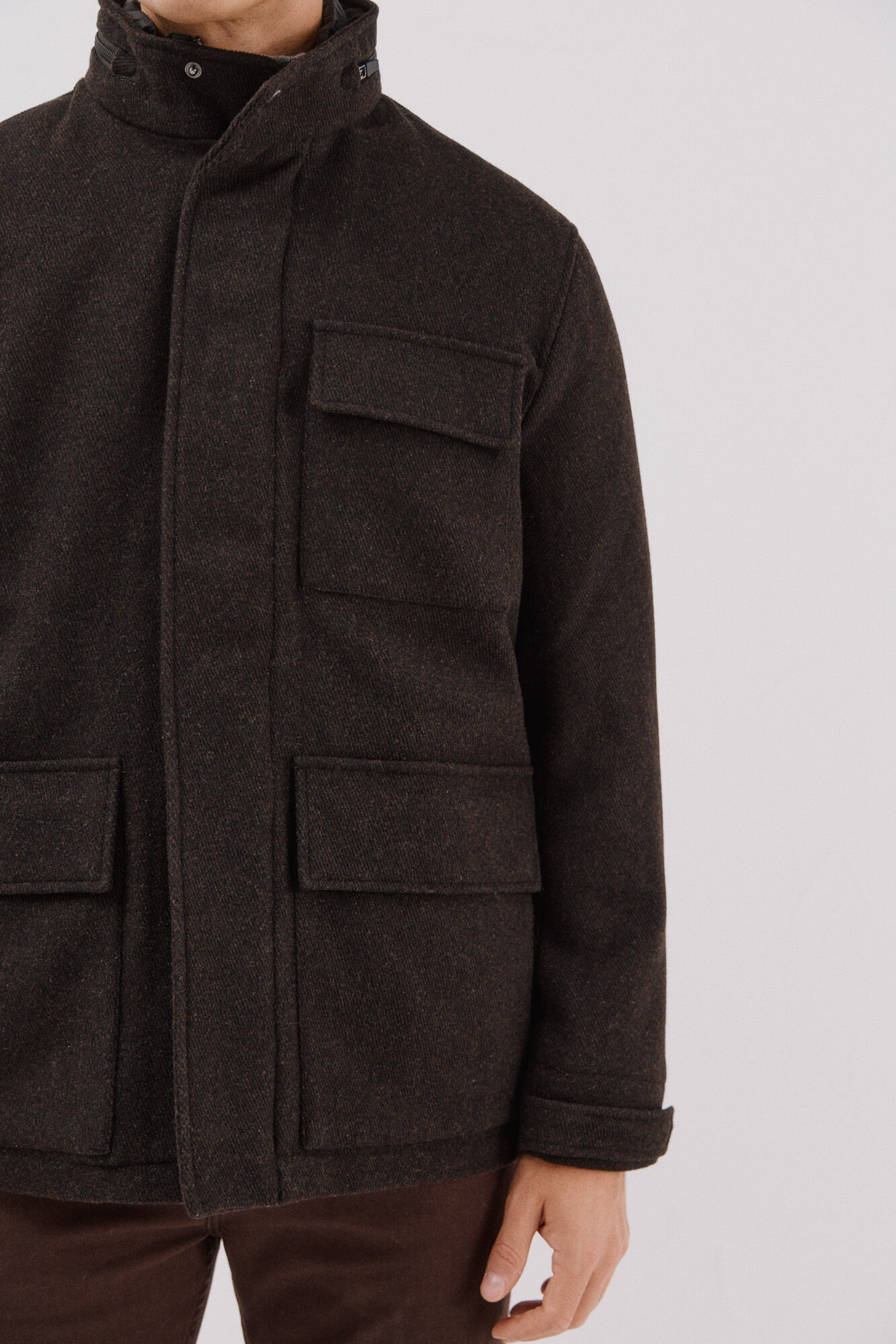 Cortefiel Coat with removable lining Dark brown