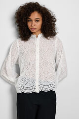 Cortefiel 100% organic cotton long-sleeved shirt with embroidery White
