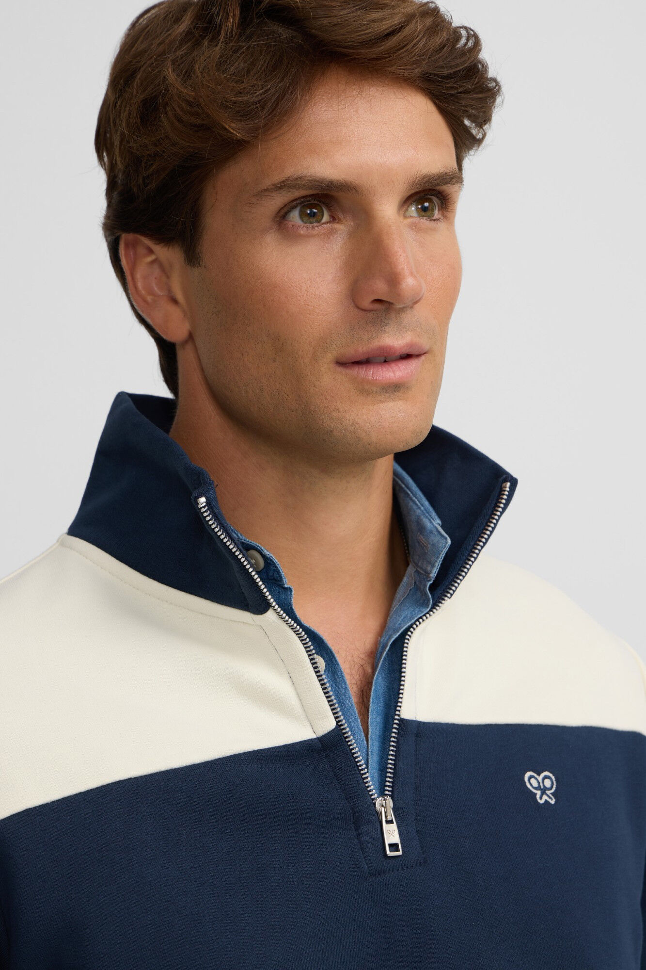 Silbon Sweatshirt fecho-&eacute;clair largo com meia z&iacute;per