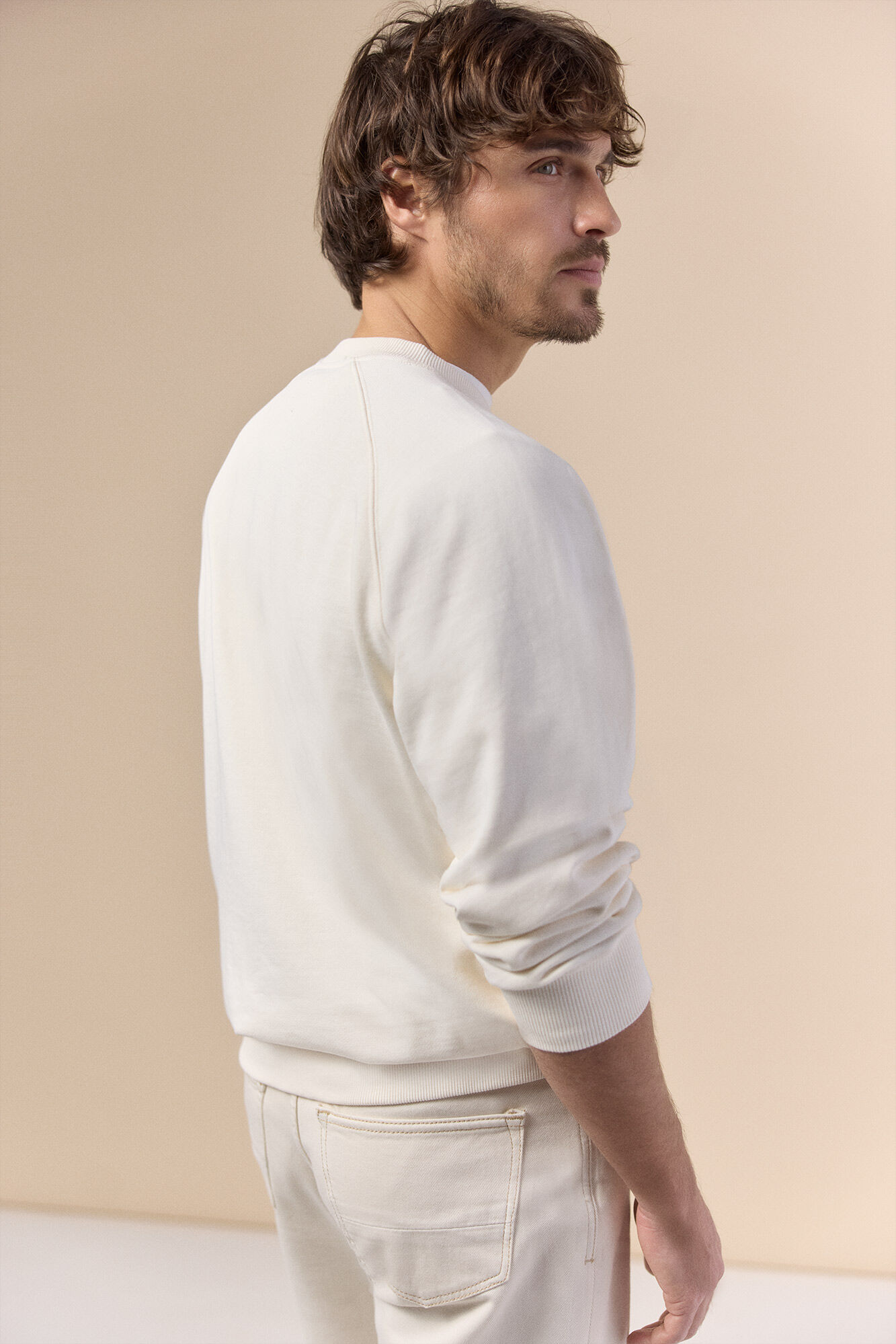 OOTO Logo round neck sweatshirt Ivory