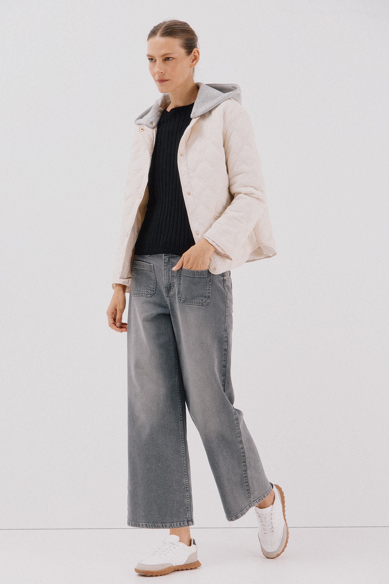 Cortefiel Ribbed jumper with buttons Black