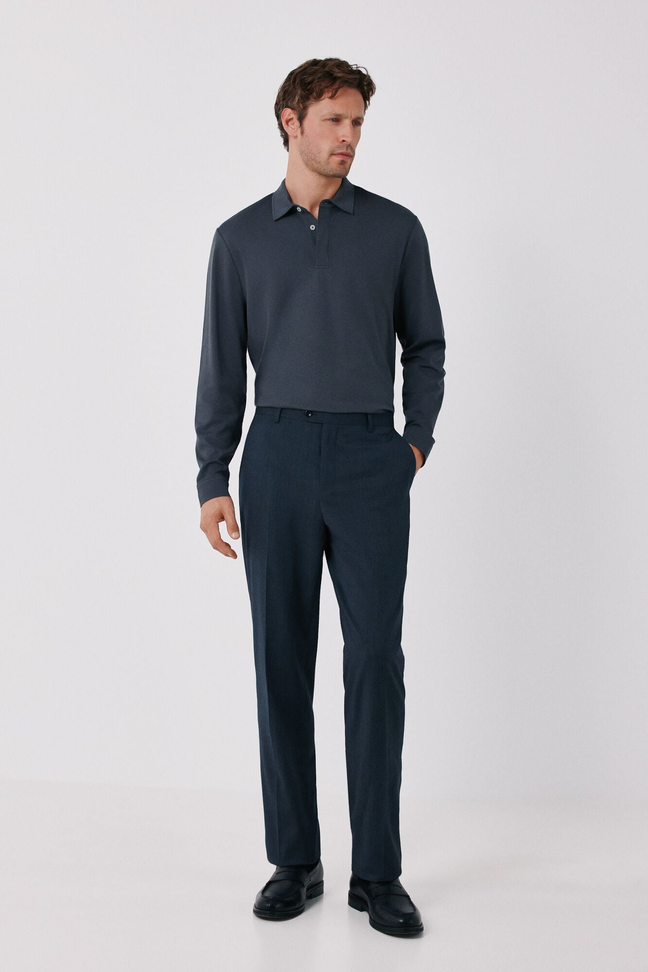 Cortefiel Long sleeve refined polo shirt