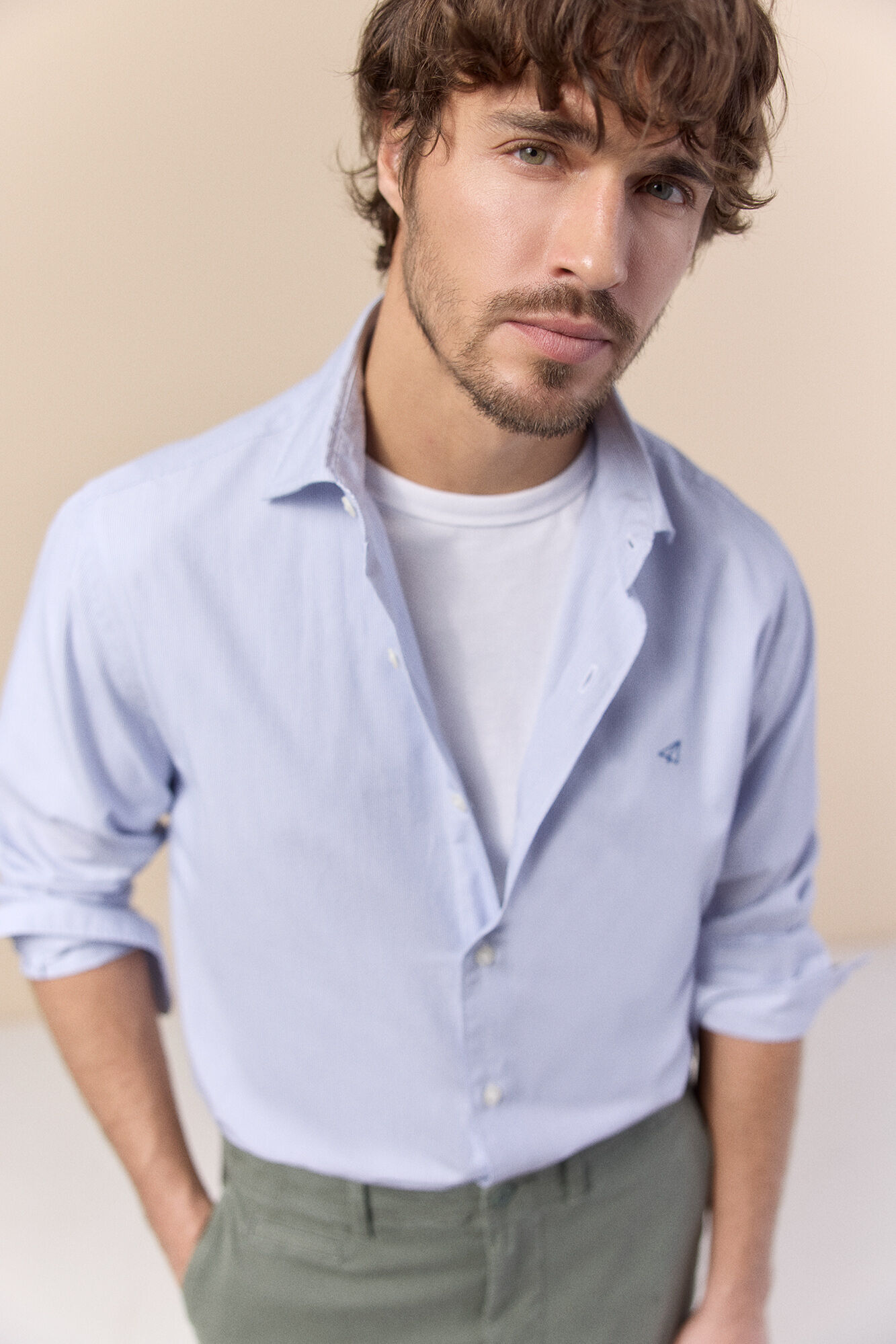 OOTO Camisa rayas popel&iacute;n manga larga