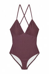 Cortefiel Shaping swimsuit with neckline Brown
