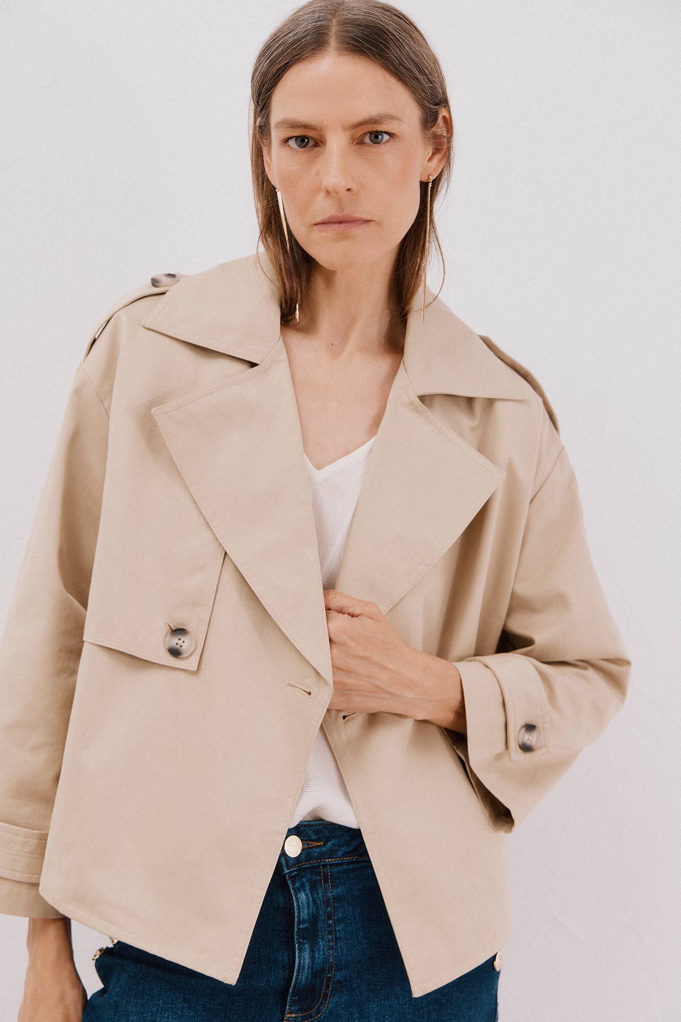 Cortefiel Short trench coat Nude