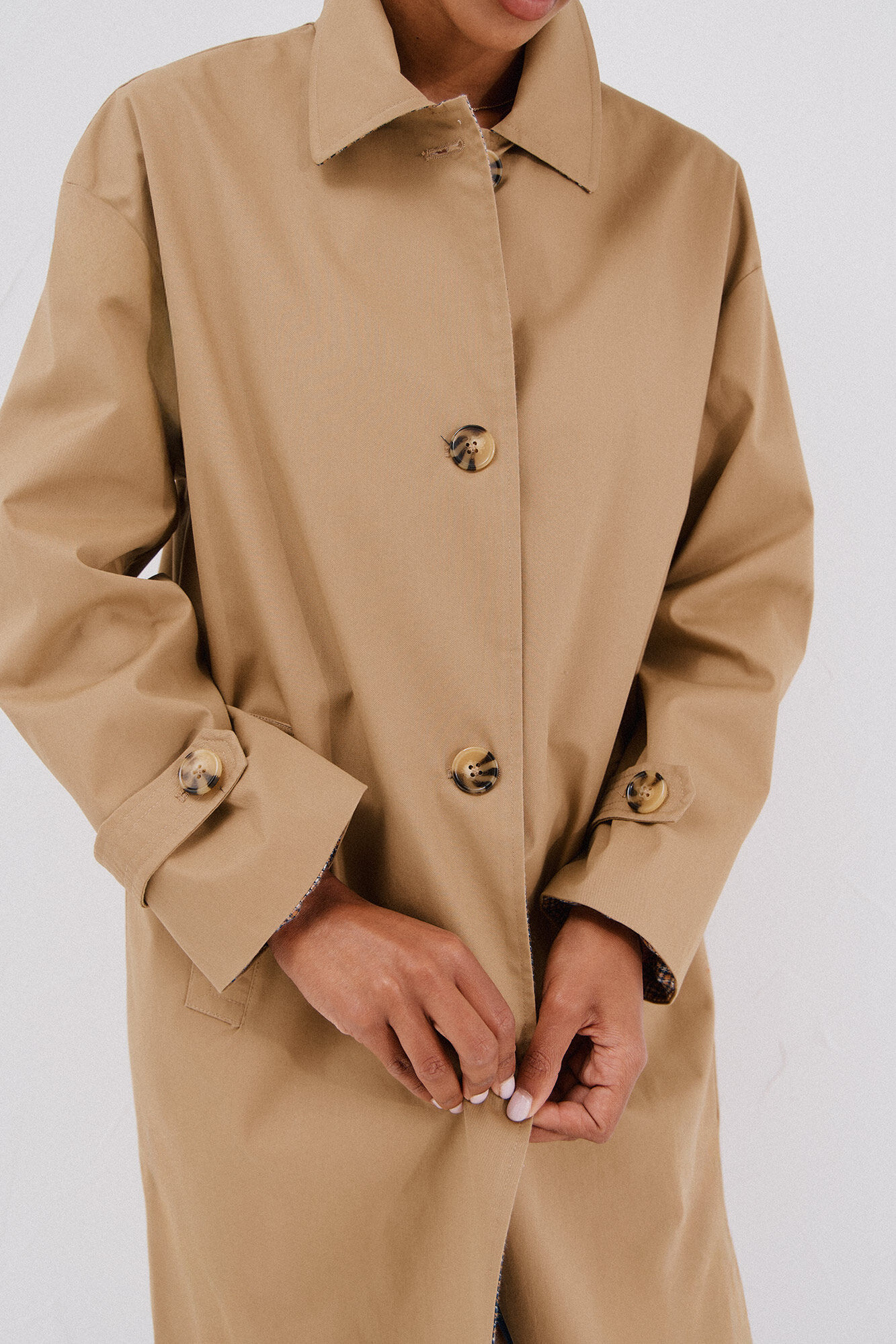 Cortefiel Long trench coat Beige