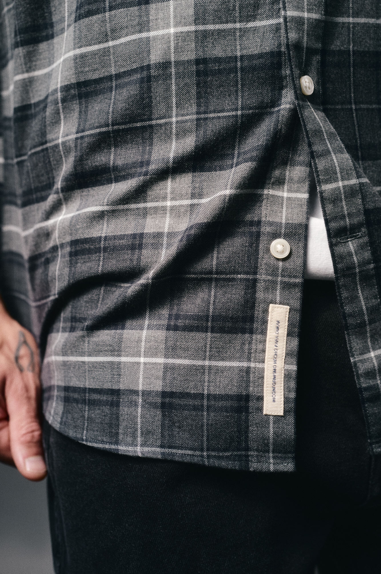 OOTO Camisa de flanela xadrez Cinzento