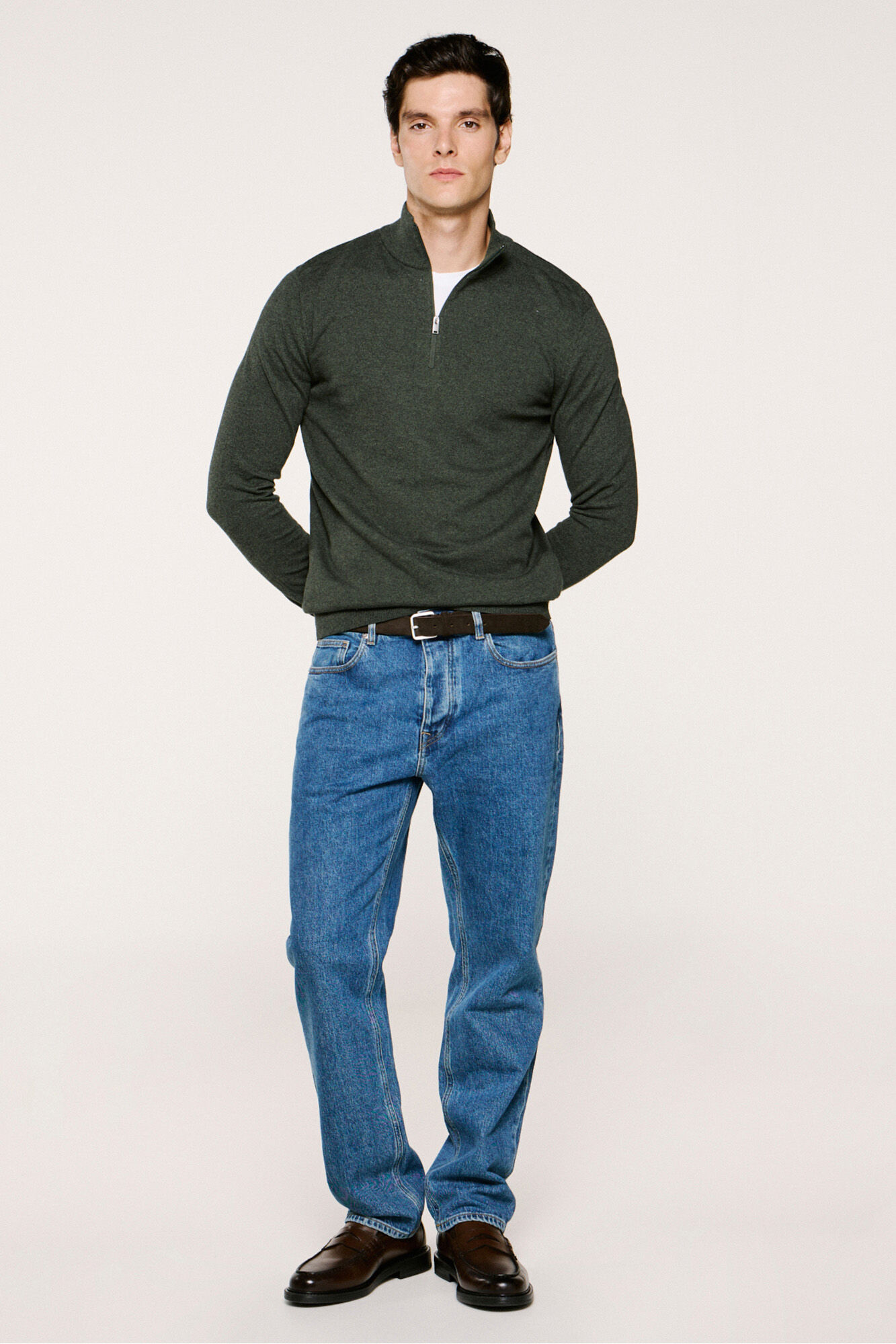 Selected Malha 100% camisola com meia fecho-&eacute;clair .