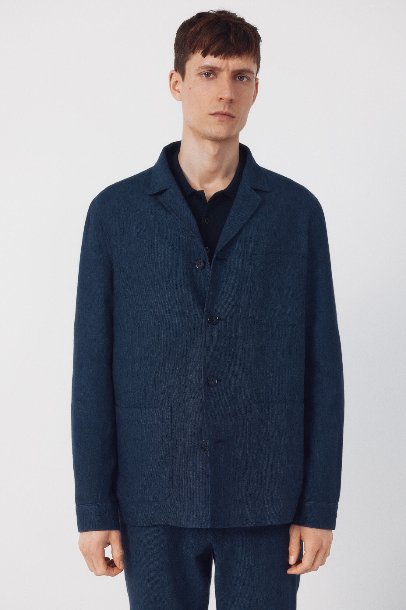 Cortefiel Americana mistura linho coordenada Azul