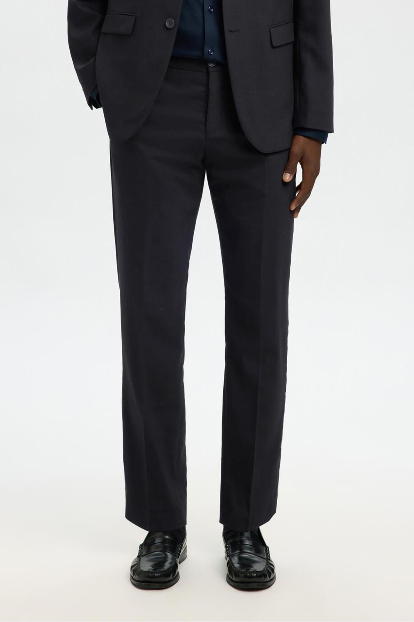 Selected Terno slim fit de duas pe&ccedil;as em l&atilde; fria Preto