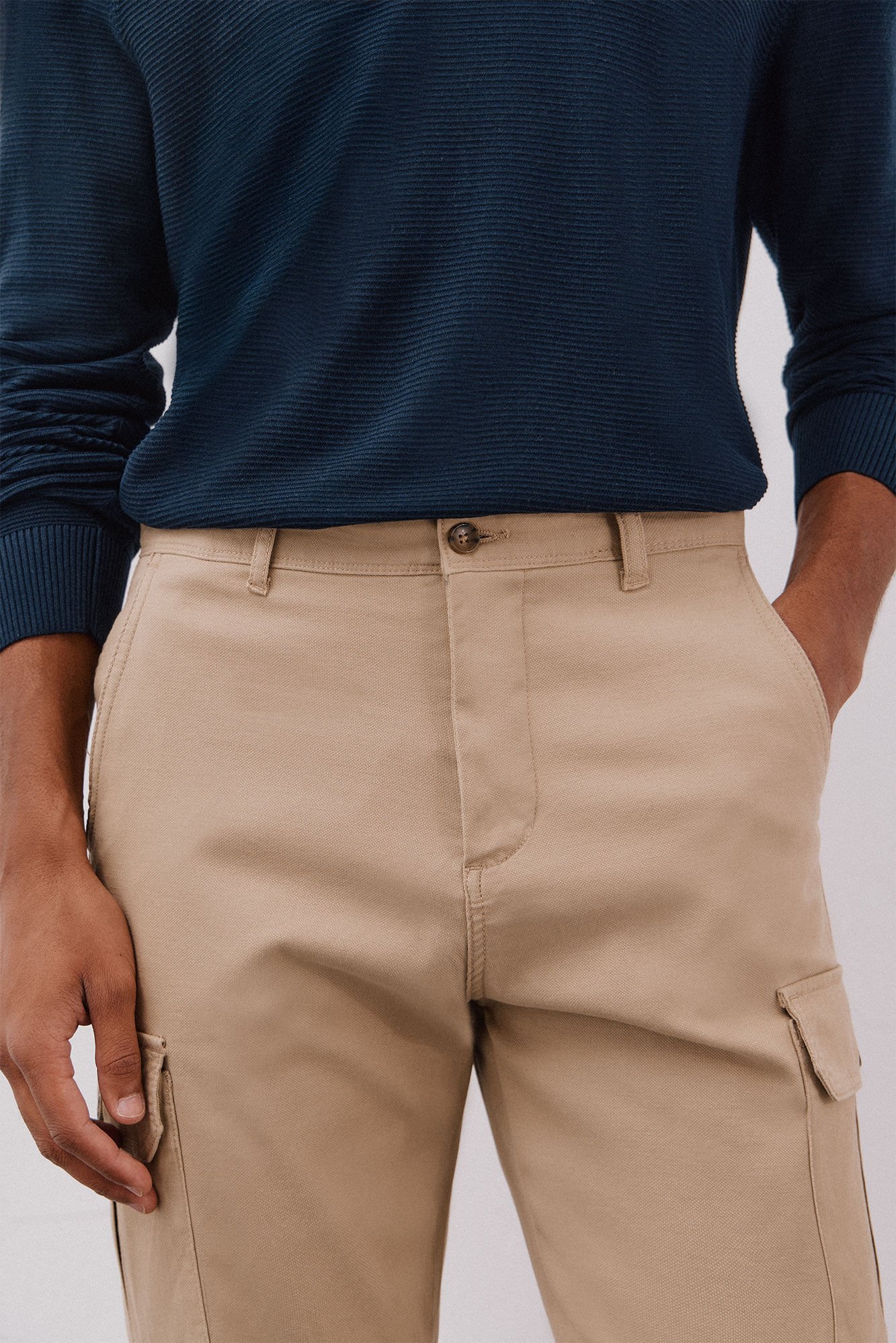 Cortefiel Pantal&oacute;n cargo ligero Beige