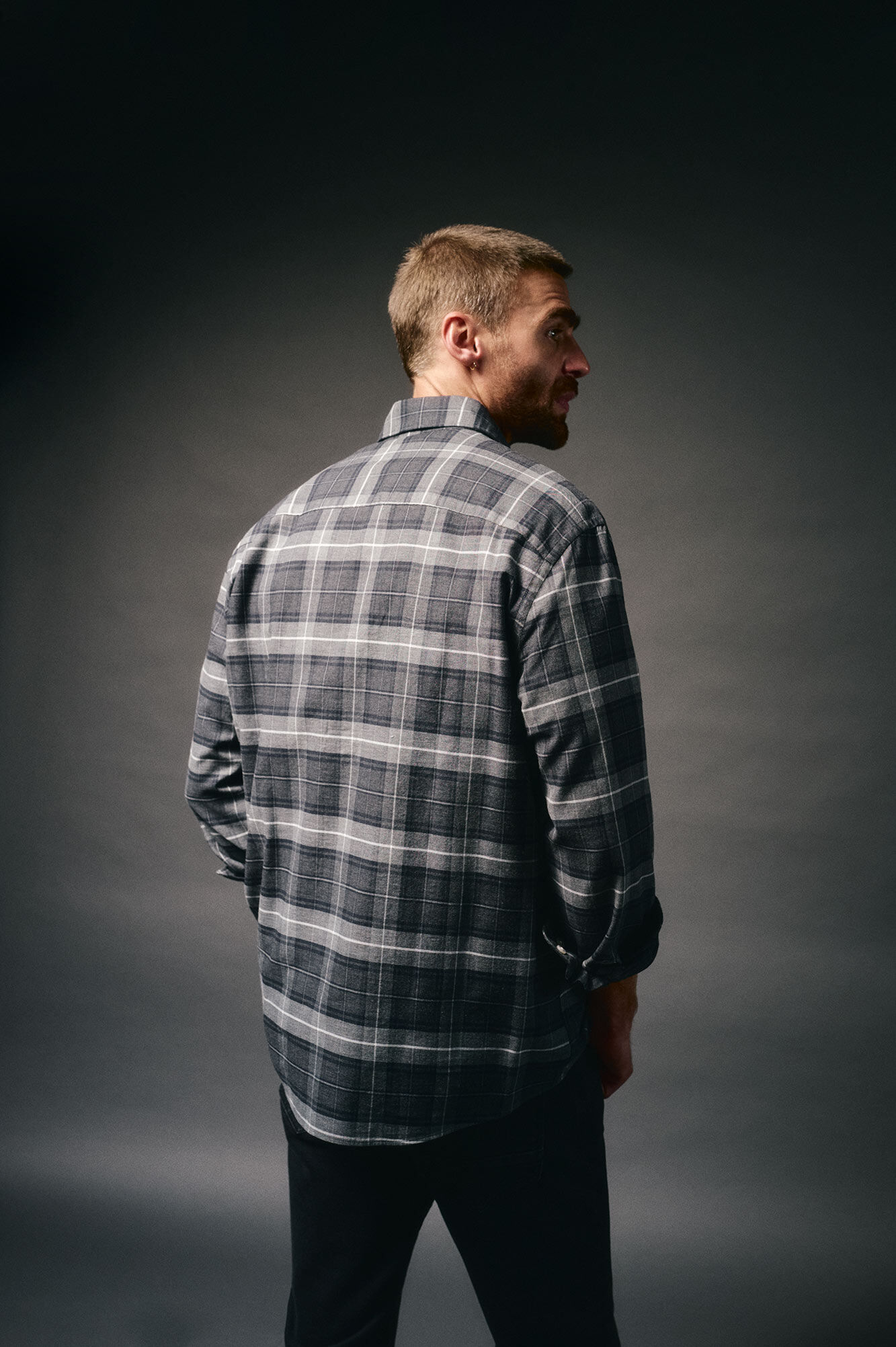 OOTO Camisa de flanela xadrez Cinzento