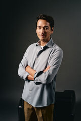 OOTO Camisa liso de algodão tencel sarja Azul