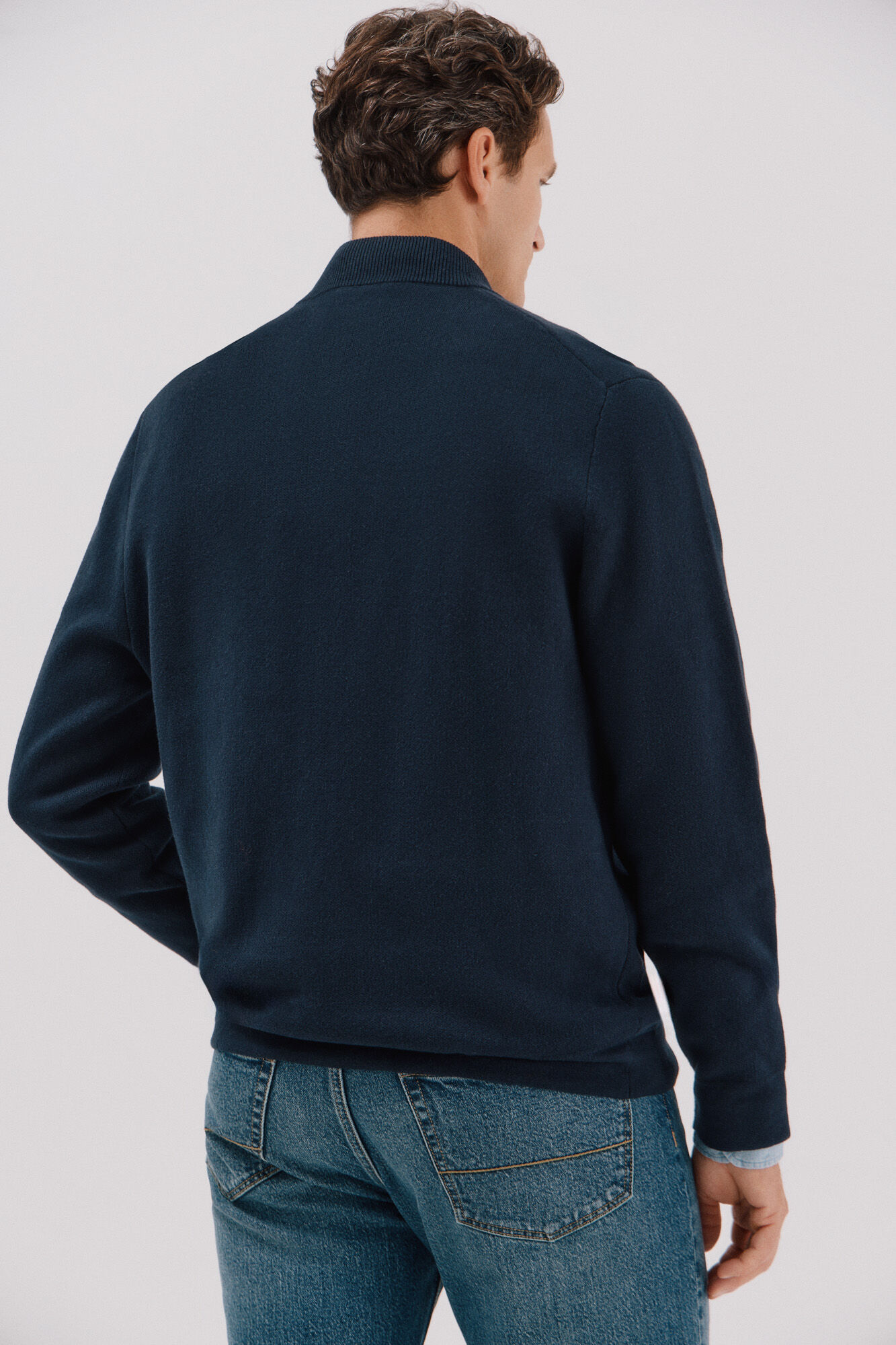 Cortefiel C&aacute;rdigan navidad punto algod&oacute;n cierre cremallera Azul marino