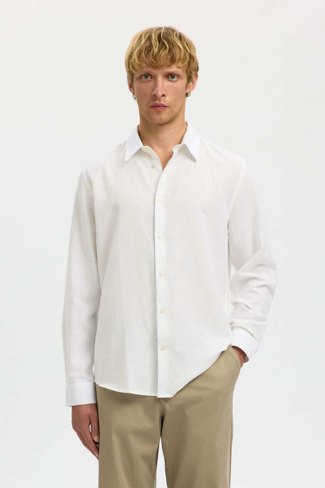 Selected Linen blend shirt White