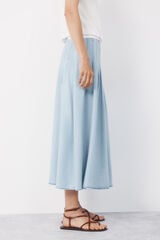 Cortefiel Tencel pleated midi skirt Blue