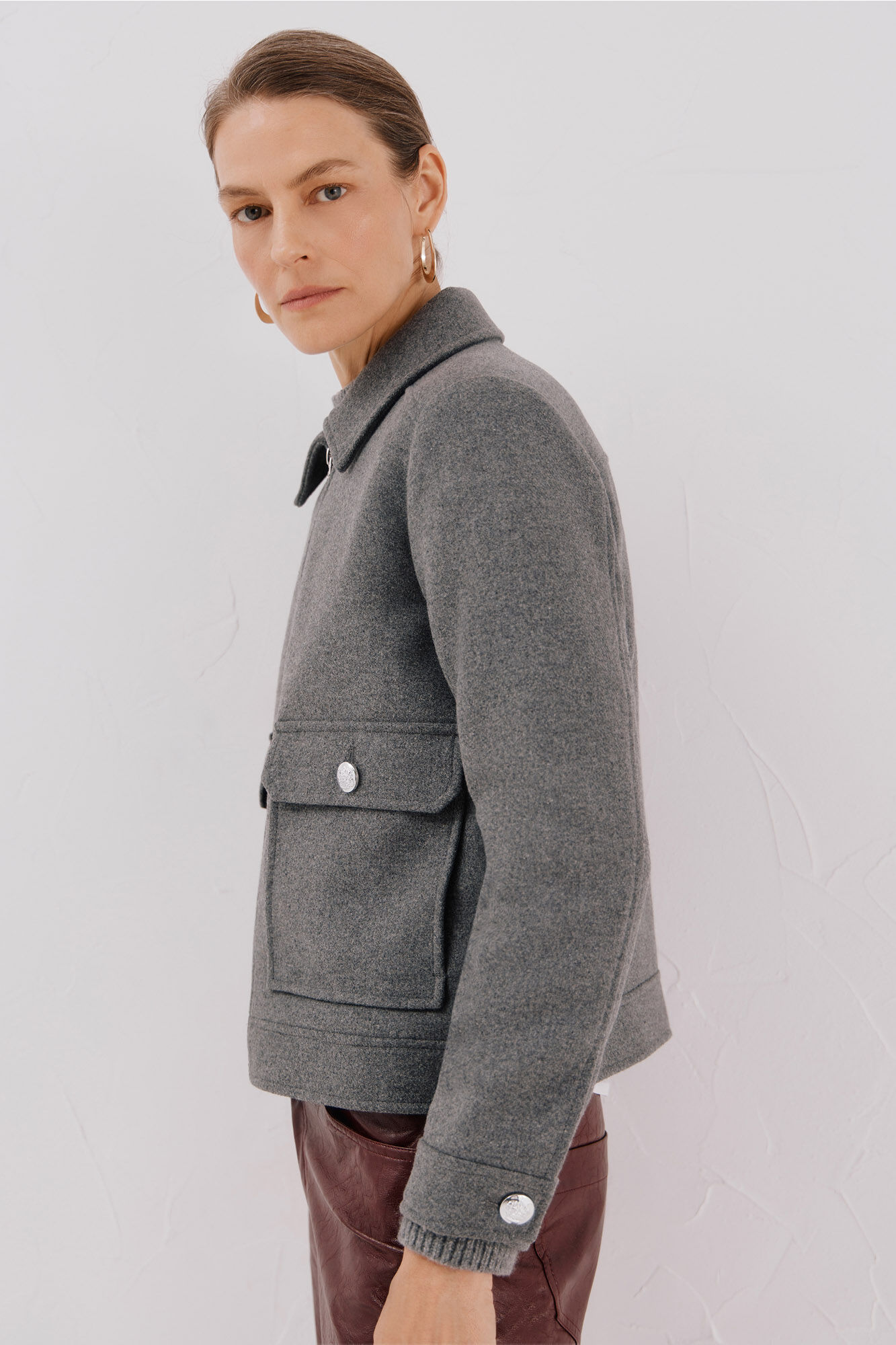 Cortefiel Casaco curto de l&atilde; Cinzento