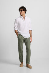 Silbon Chinos linen pleated sport trousers Green
