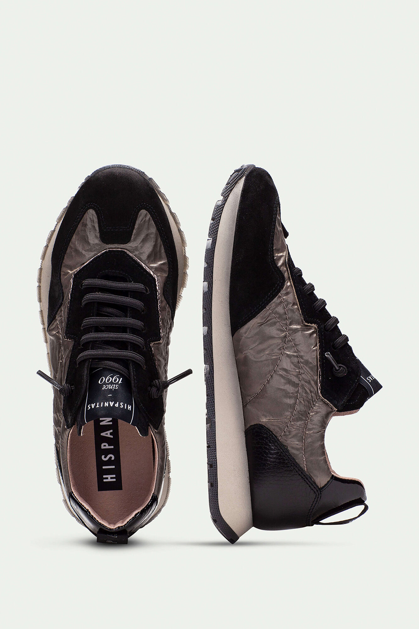 Hispanitas T&ecirc;nis esportivo KANSAS com cadar&ccedil;o de nylon el&aacute;stico Preto