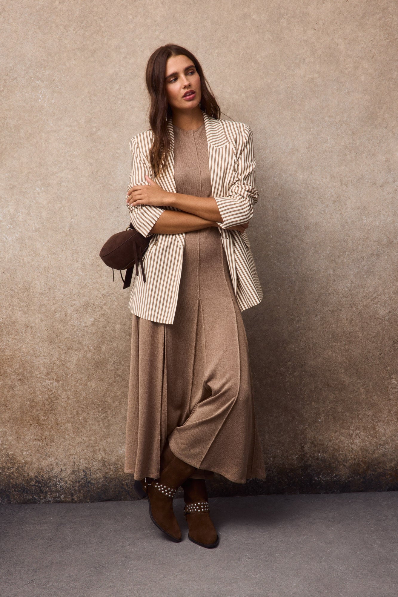 Slowlove Striped oversized blazer Printed brown
