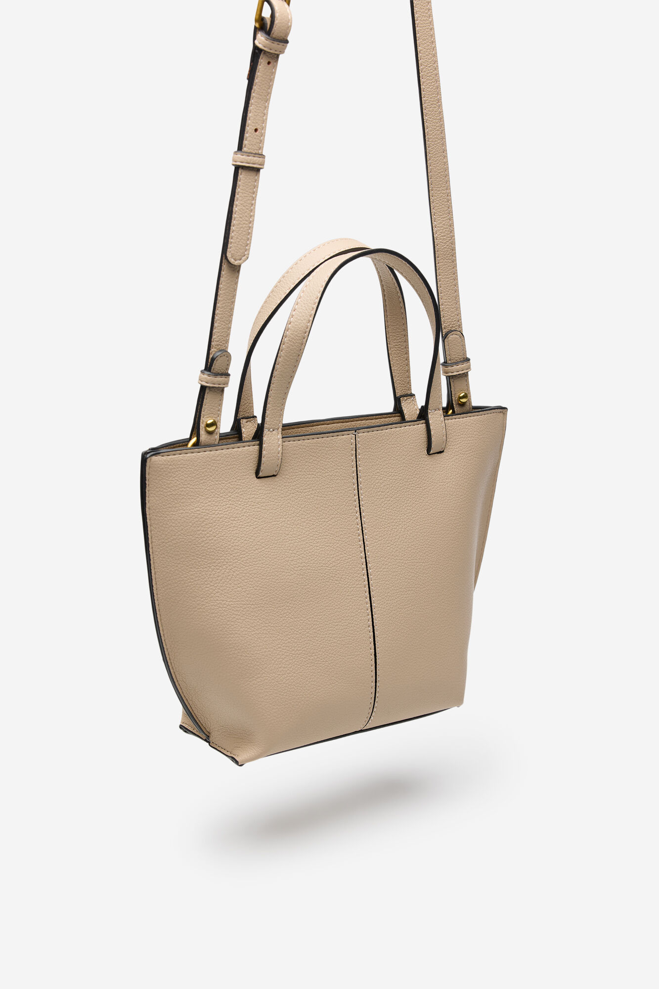 Cortefiel Mini shopper with stitching Beige
