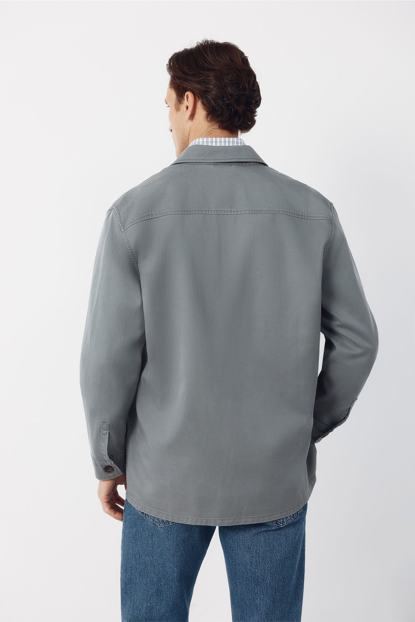 Cortefiel Plain Tencel overshirt Kaki