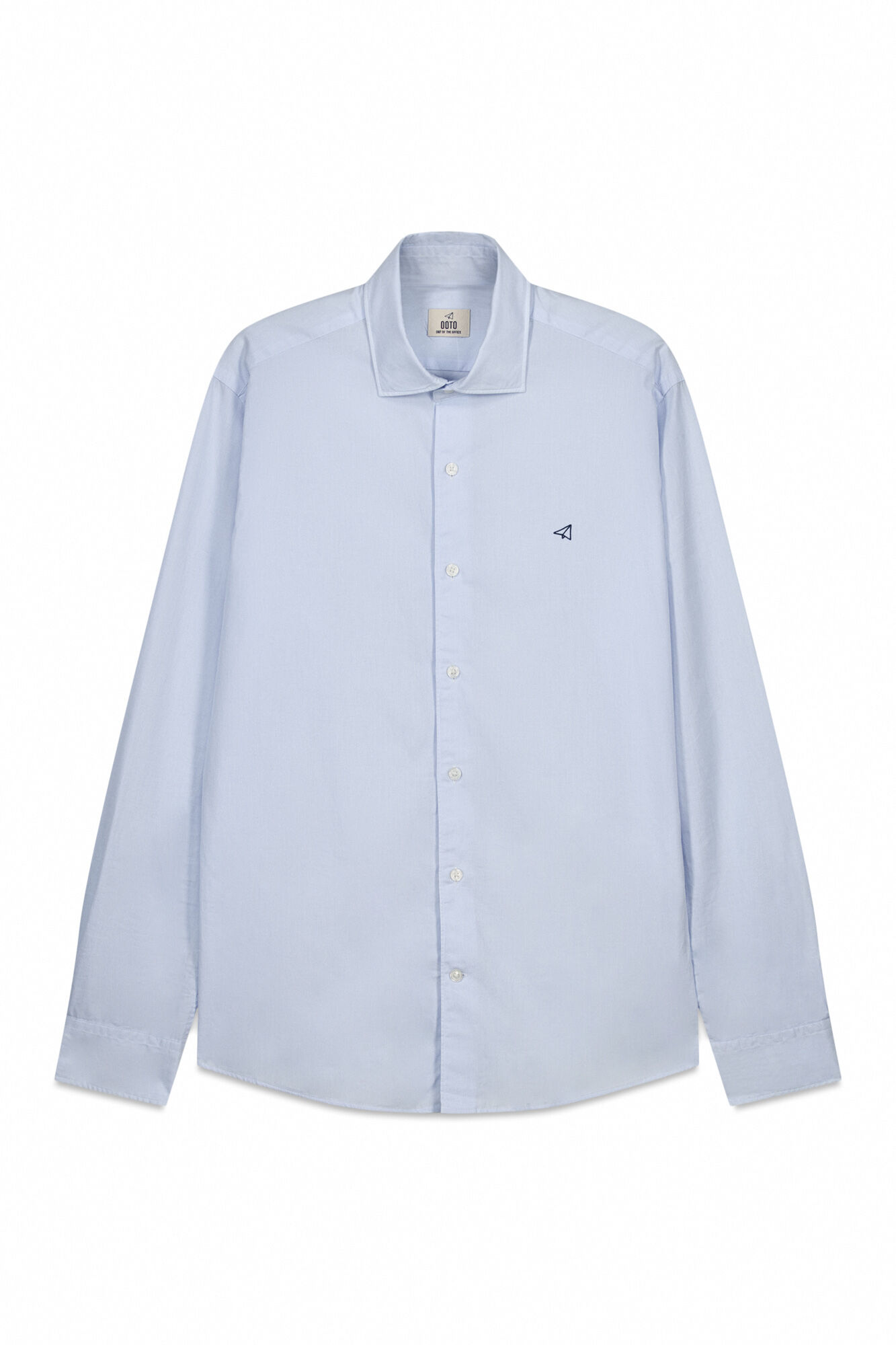 OOTO Camisa &agrave;s riscas manga comprida em popelina Azul