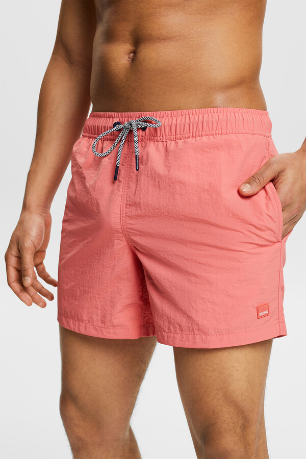 Cortefiel Plain colour Bermuda swim shorts with recycled materials Coral