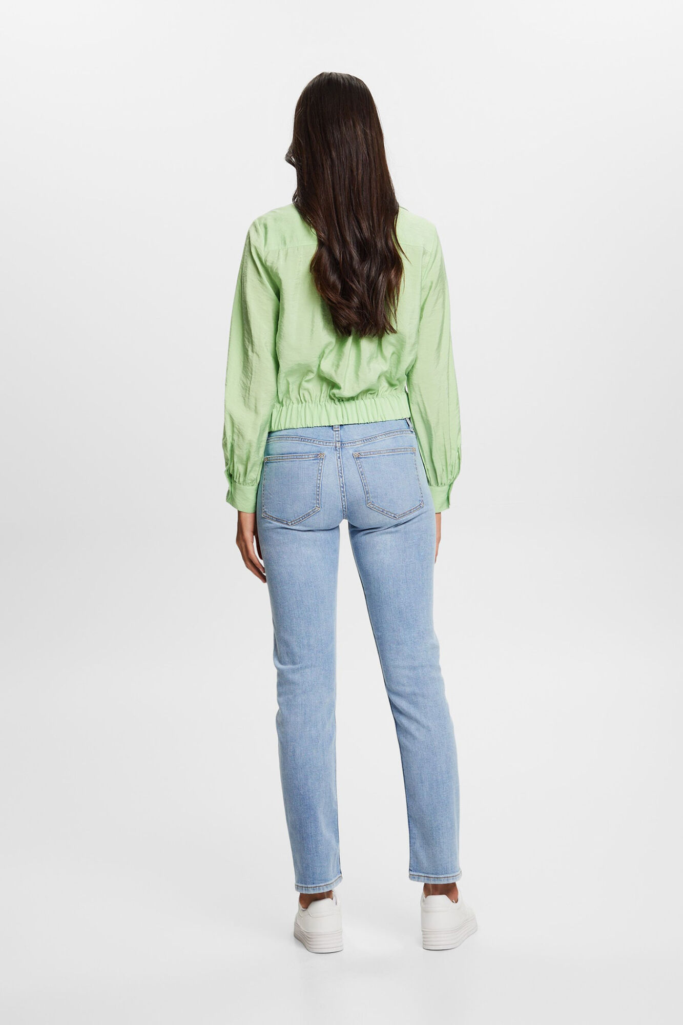 Esprit Plain colour viscose crossover blouse Green