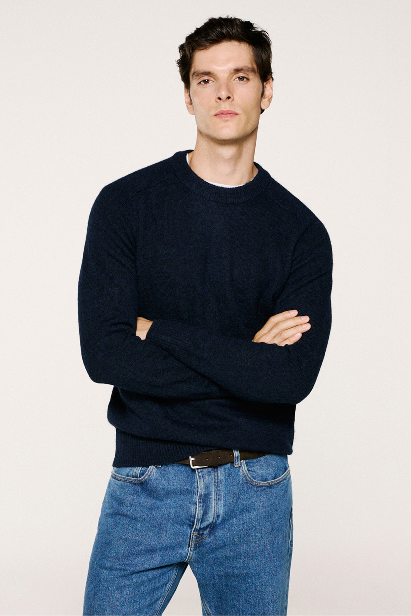 Selected Camisola de l&atilde; e alpaca  Azul