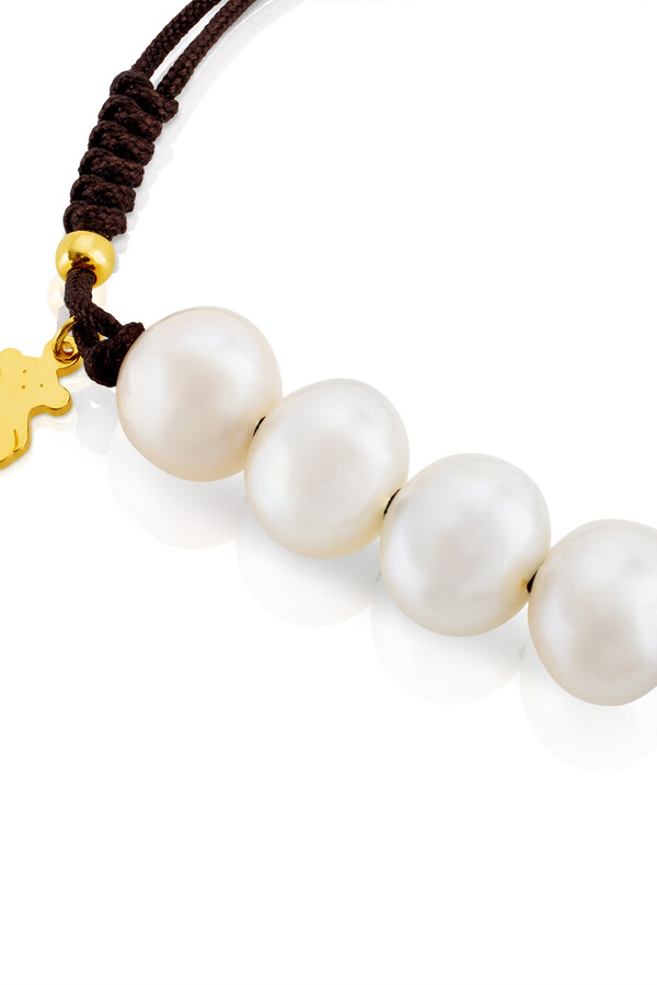 Cortefiel Pulsera con baño de oro 18 kt sobre plata y perlas cultivadas TOUS Nudos Gold