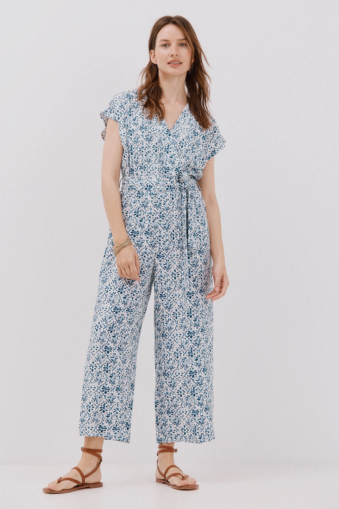 Cortefiel print crossover jumpsuit