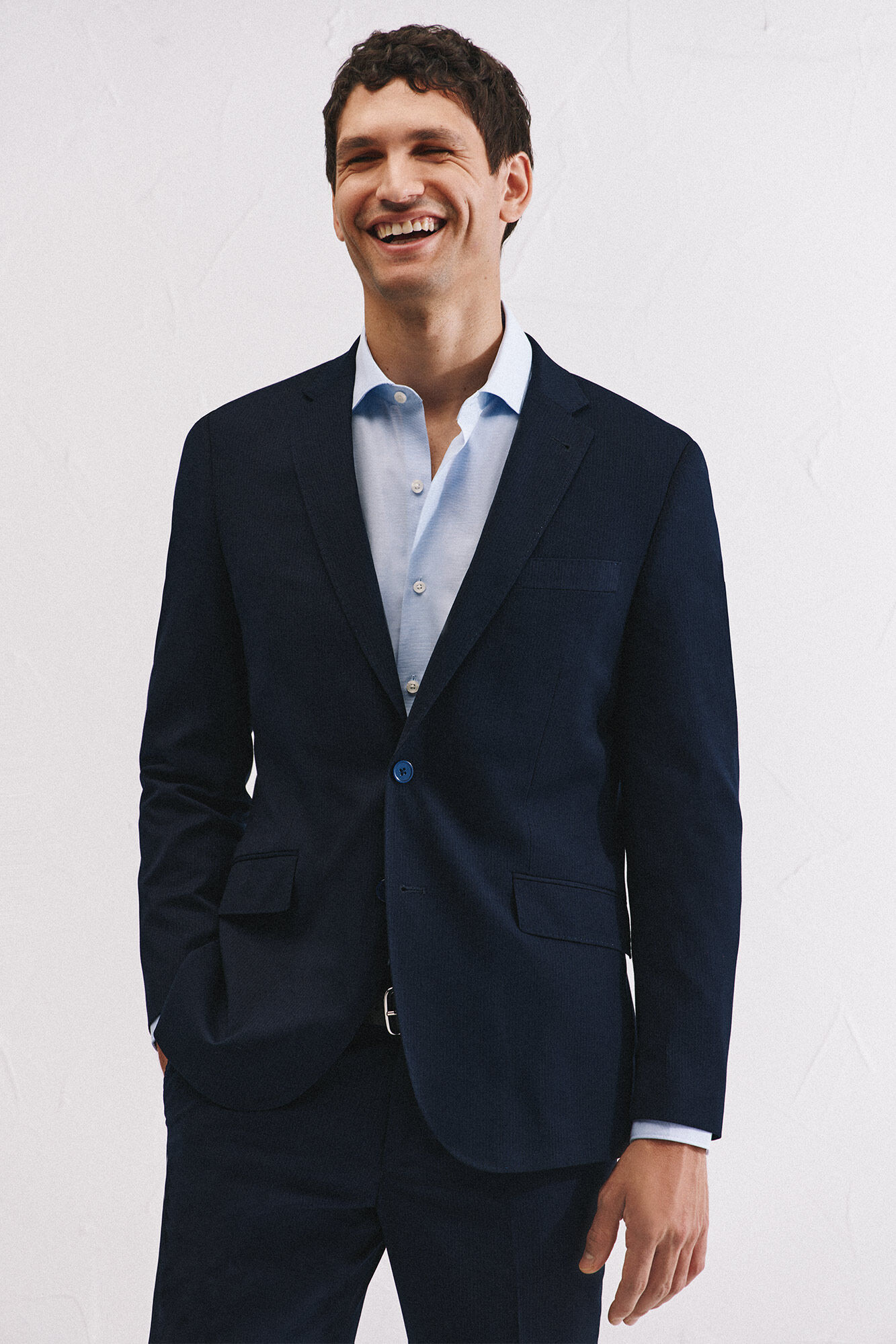 Cortefiel Xxi series micro stripe blazer Navy