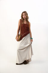 Slowlove Top tirantes crochet Castanho
