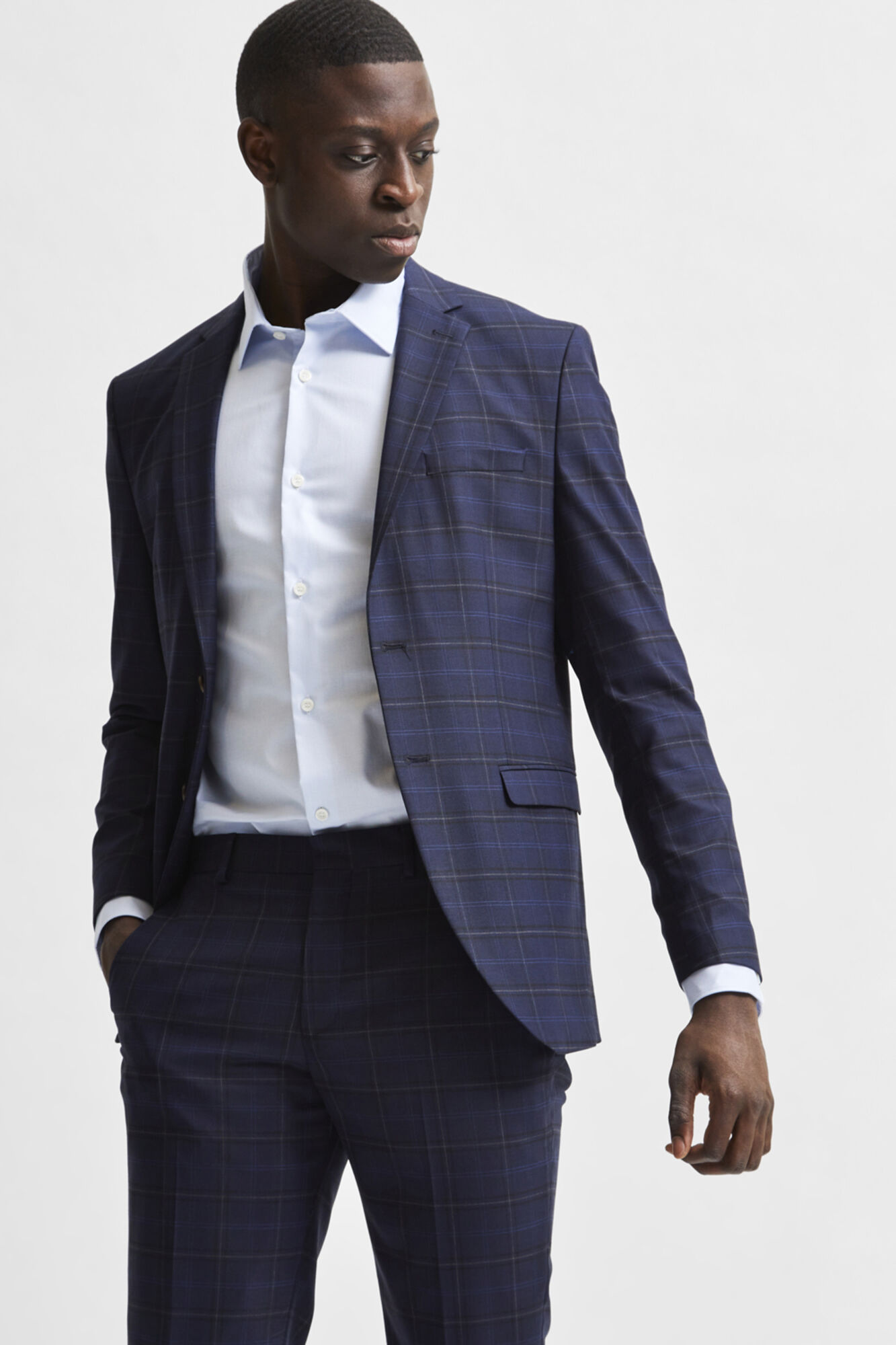 Selected Camisa de manga larga de vestir 100% algod&oacute;n regular fit Azul