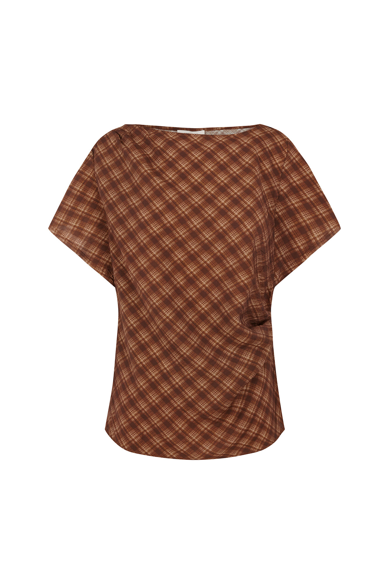 Slowlove Top cuadros Estampado marr&oacute;n